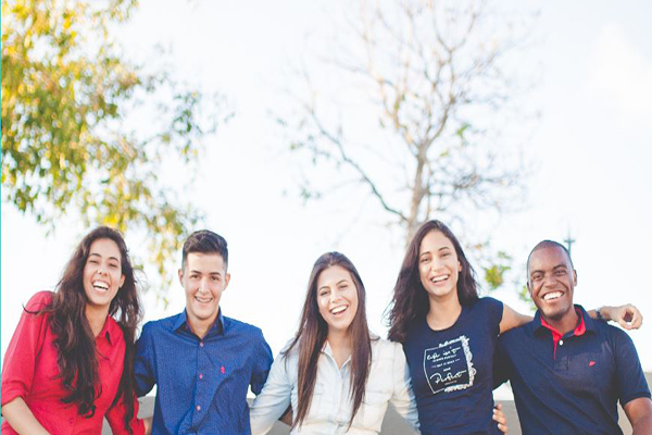Students gathered outside.
