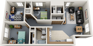 Click to view a larger image of 3 Bedroom 3D. 3 Bedroom 3D graphic.