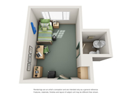 Click to view a larger image of Griswold Hall 1 Bedroom. Griswold Hall 1 Bedroom graphic.