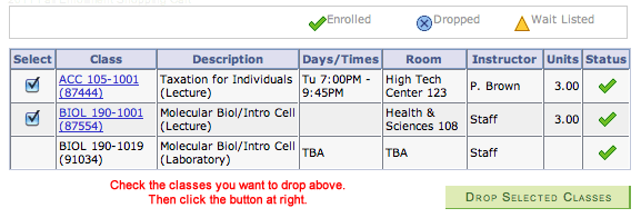 Drop a class step 5. Drop a class step 5.