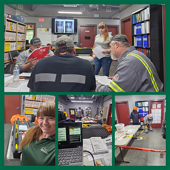 Collage of photos during Instructor Amber Cannon's training session in Alaska for Hecla Mining.