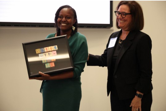 Student receiving an award.