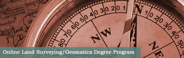 Online Land Surveying/Geomatics Degree Program. Land Survey page title graphic.
