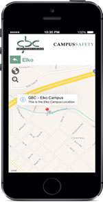 GBC Safety App on iPhone. GBC Safety App on iPhone graphic.